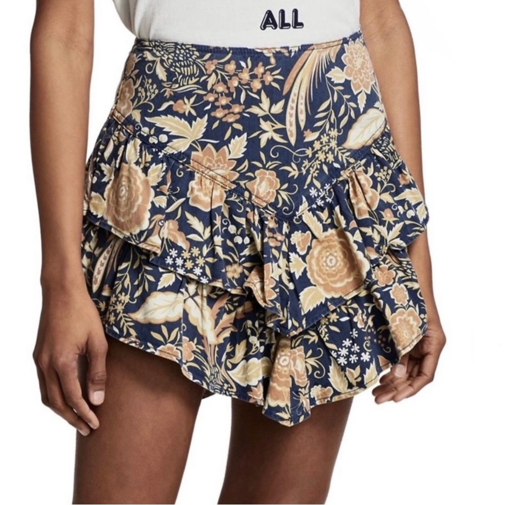 NEW MOTHER FLORAL PRINT RUFFLE MINI SKIRT - Picture 1 of 10